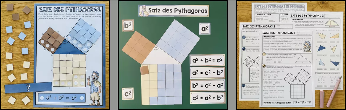 Bild in der Beschreibung des Unterrichtsmaterials DER SATZ DES PYTHAGORAS - Materialpaket von Unterrichtmitspass #1