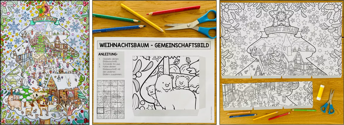 Bild in der Beschreibung des Unterrichtsmaterials Weihnachtsbaum - Gemeinschaftsbild (Kooperatives Poster) von Unterrichtmitspass #1