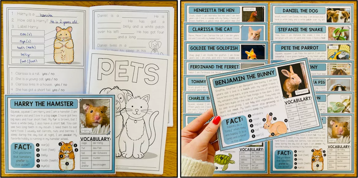 Bild in der Beschreibung des Unterrichtsmaterials ALL ABOUT PETS - 20 Fact Cards + Answer Booklet (Reading Comprehensions) von Unterrichtmitspass #1