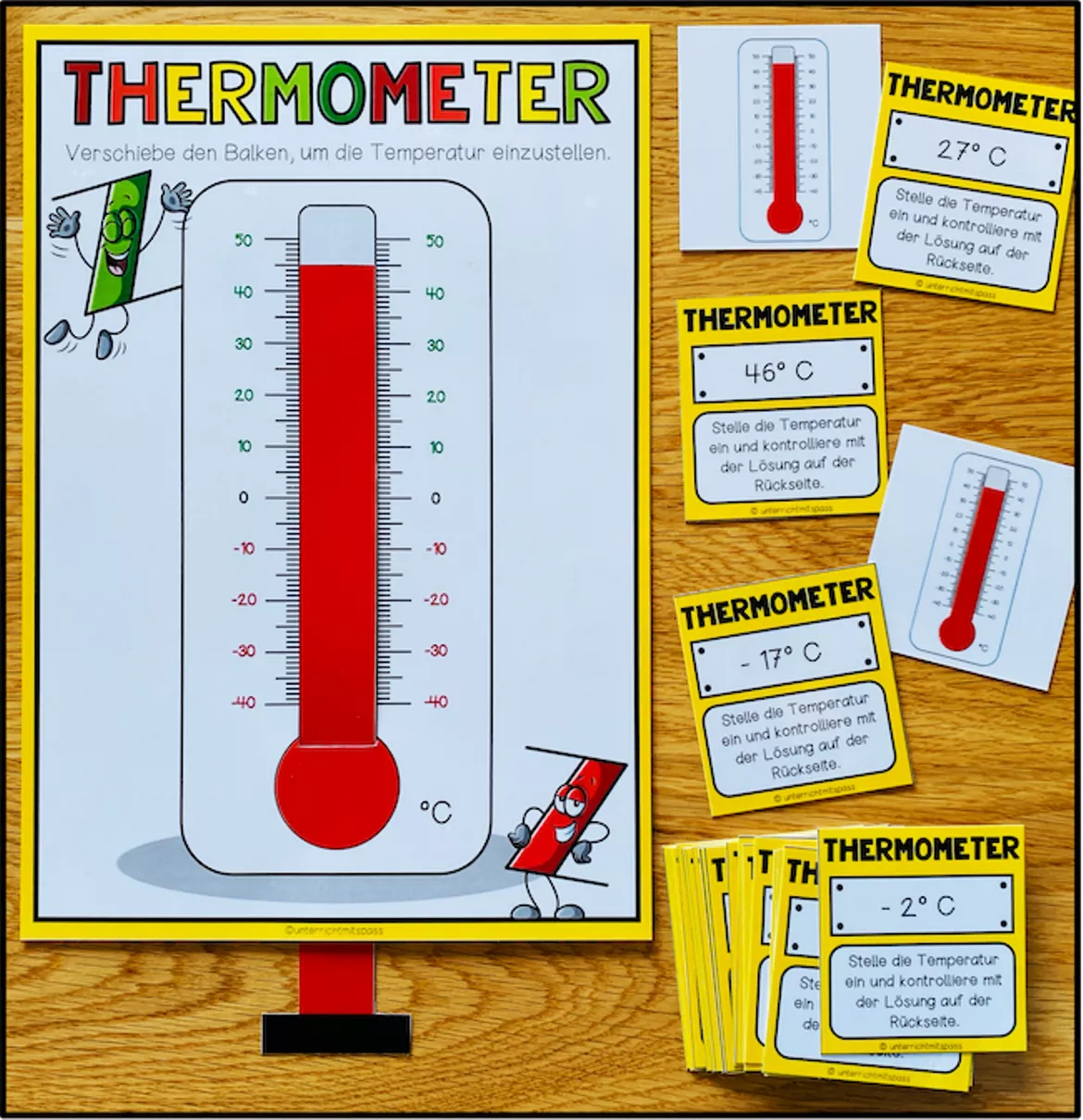 Bild in der Beschreibung des Unterrichtsmaterials GANZE ZAHLEN (Thermometer) - Schiebeübung + Aufgabenkarten von Unterrichtmitspass #1