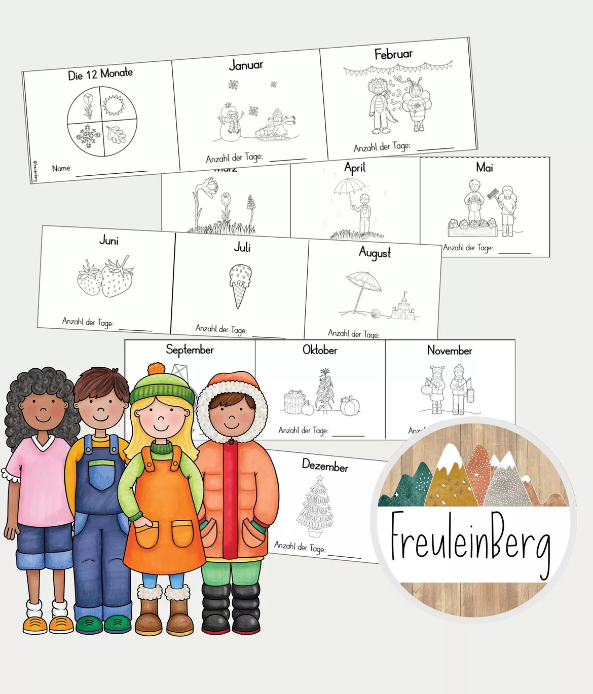 Bild in der Beschreibung des Unterrichtsmaterials Die 12 Monate - Leporello von FreuleinBerg #1