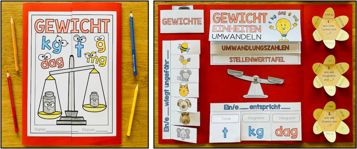 Bild in der Beschreibung des Unterrichtsmaterials GEWICHT (Größen & Maßeinheiten) - Lapbook von Unterrichtmitspass #1