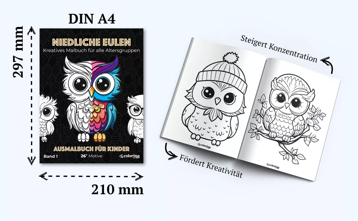 Bild in der Beschreibung des Unterrichtsmaterials Niedliche Eulen ❊ Ausmalbilder (23 Malvorlagen) von colorinq #3