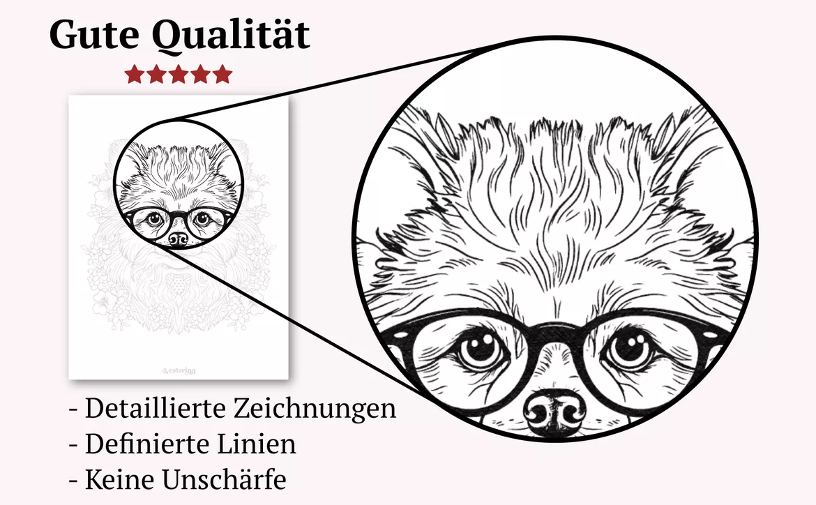 Bild in der Beschreibung des Unterrichtsmaterials Hunde Mit Brille ❊ Ausmalbilder (51 Malvorlagen) von colorinq #4