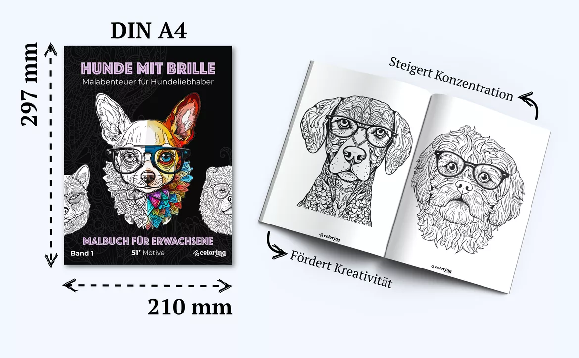 Bild in der Beschreibung des Unterrichtsmaterials Hunde Mit Brille ❊ Ausmalbilder (51 Malvorlagen) von colorinq #3