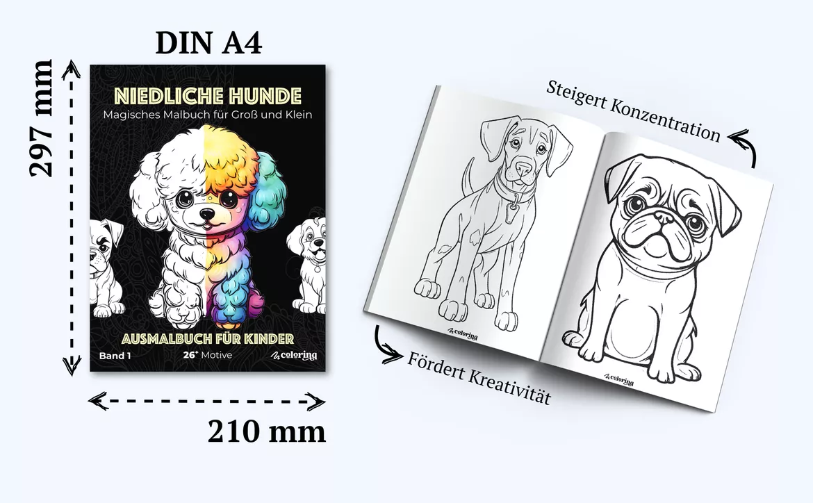 Bild in der Beschreibung des Unterrichtsmaterials Süße Hunde ❂ Ausmalbilder (26 Malvorlagen) von colorinq #3
