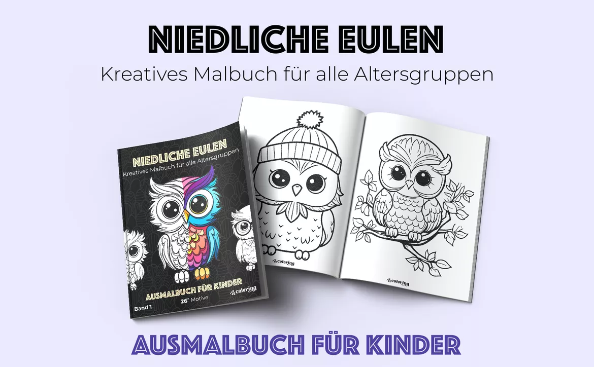 Bild in der Beschreibung des Unterrichtsmaterials Niedliche Eulen ❊ Ausmalbilder (23 Malvorlagen) von colorinq #1