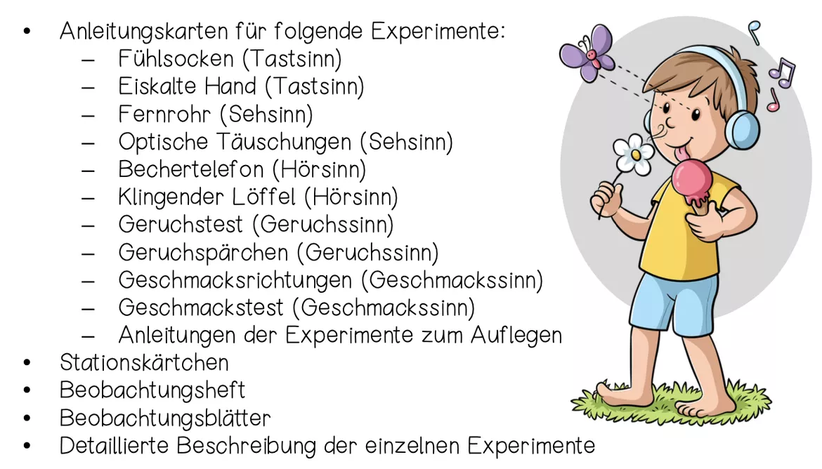 Bild in der Beschreibung des Unterrichtsmaterials DIE 5 SINNE - 10 Experimente + Beobachtungsheft von Unterrichtmitspass #1