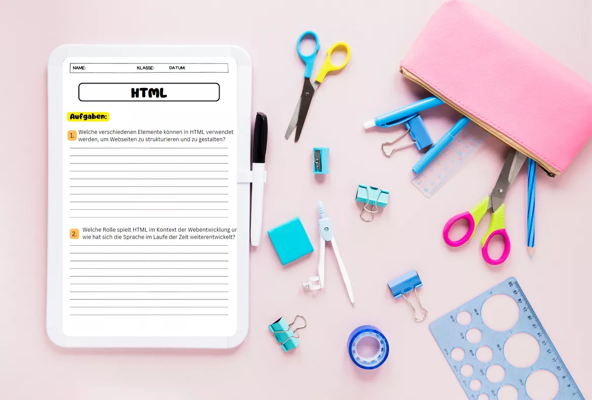 Bild in der Beschreibung des Unterrichtsmaterials HTML Arbeitsblätter: Aufgaben, Lückentext + Lösungen von Grolno #1