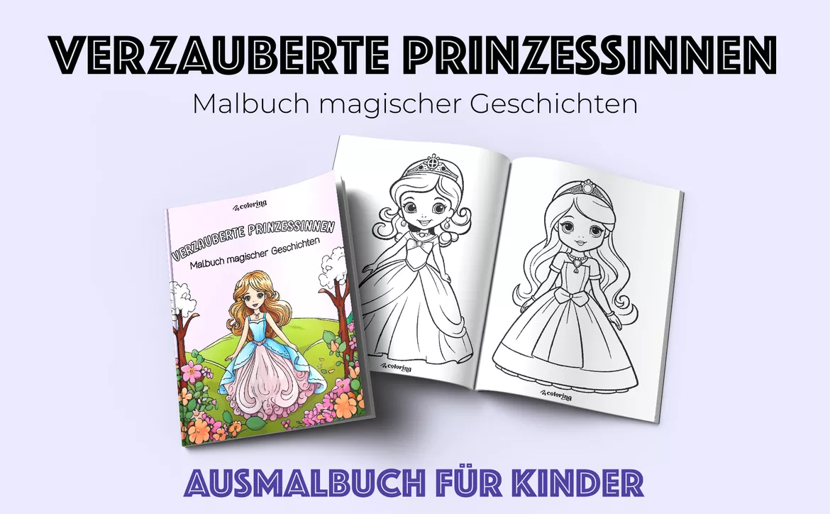 Bild in der Beschreibung des Unterrichtsmaterials Verzauberte Prinzessinnen ➜ Ausmalbilder (51 Malvorlagen) - Prinzessinnen von colorinq #1