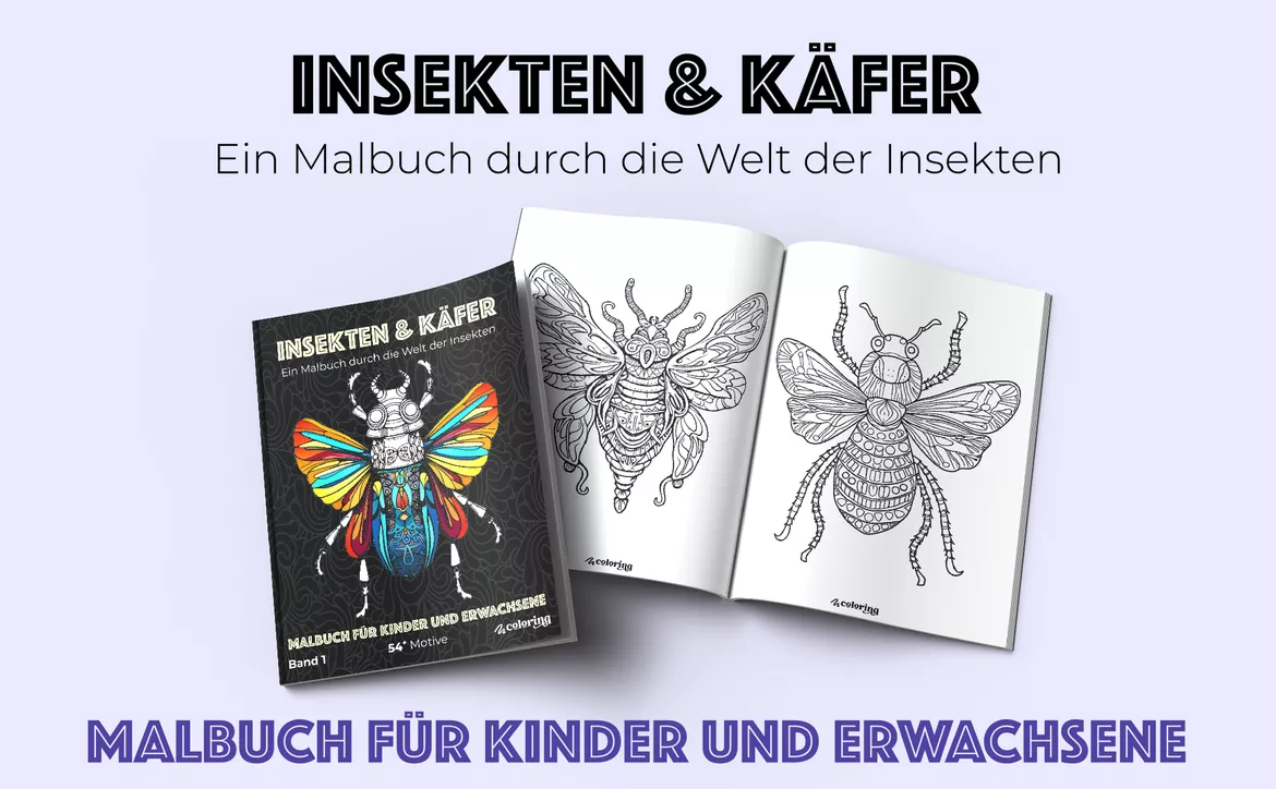 Bild in der Beschreibung des Unterrichtsmaterials Insekten & Käfer ❂ Ausmalbilder (54 Malvorlagen) - Malbuch von colorinq #1