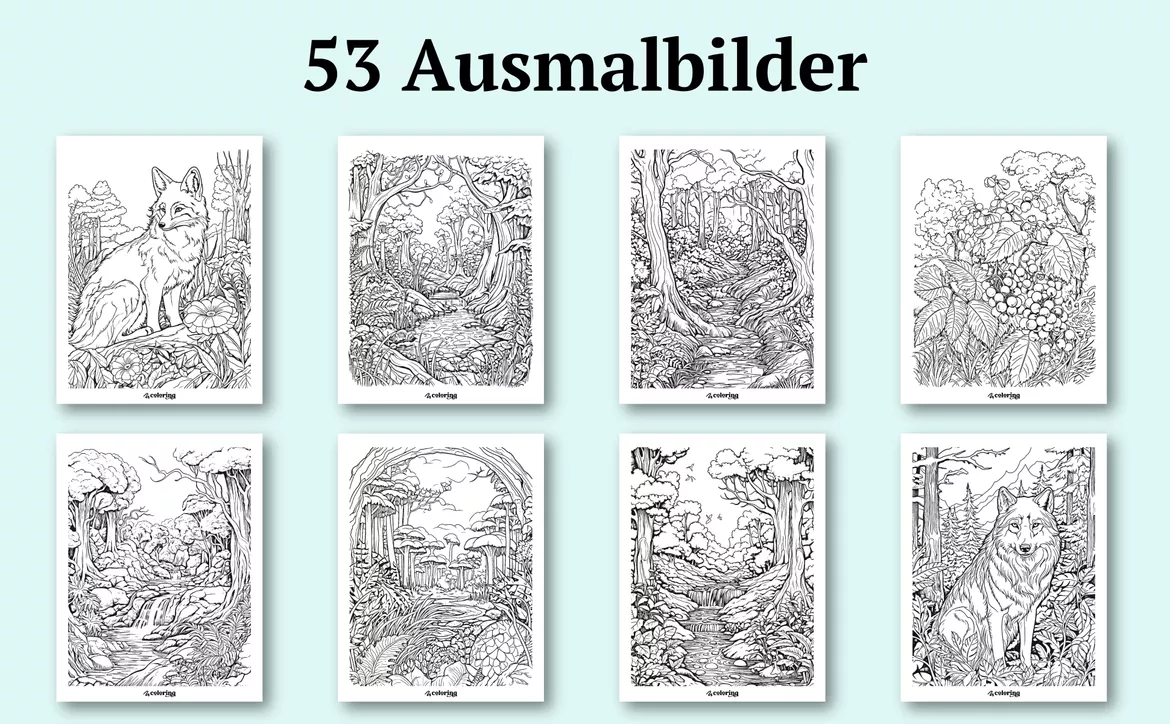 Bild in der Beschreibung des Unterrichtsmaterials Im Wald ❤ Ausmalbilder (51 Malvorlagen) - Malbuch von colorinq #2
