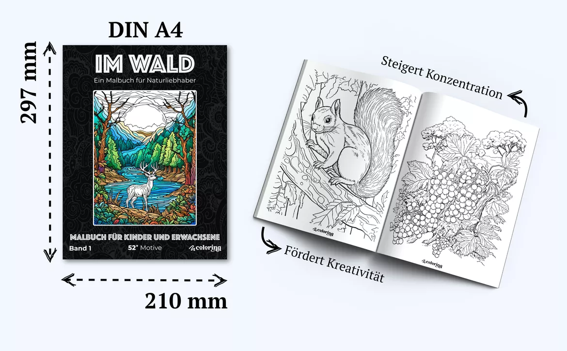 Bild in der Beschreibung des Unterrichtsmaterials Im Wald ❤ Ausmalbilder (51 Malvorlagen) - Malbuch von colorinq #3