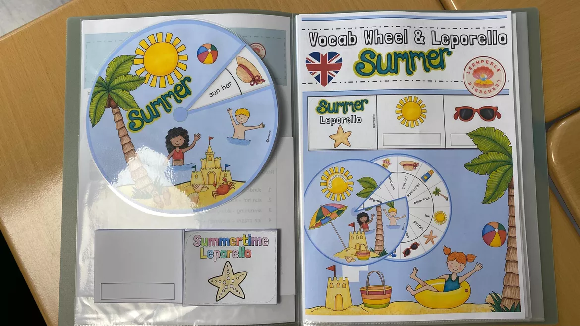 Bild in der Beschreibung des Unterrichtsmaterials Englisch Summer Vocabulary Wheel & Leporello von Lernperle #1