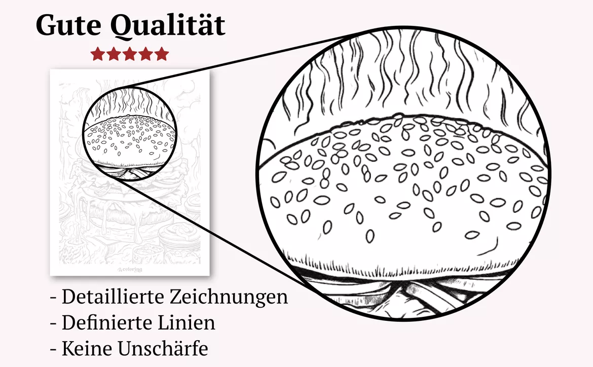 Bild in der Beschreibung des Unterrichtsmaterials Burger-Wunderland ❂ Ausmalbilder (51 Malvorlagen) - Burger von colorinq #4