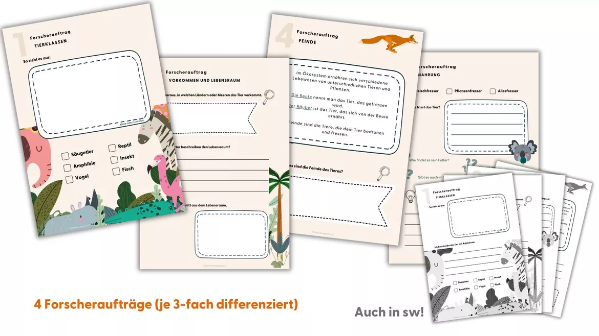 Bild in der Beschreibung des Unterrichtsmaterials Forschendes Lernen | Unterrichtseinheit Tiere (Klasse 1-4) von Lehrerglück #2