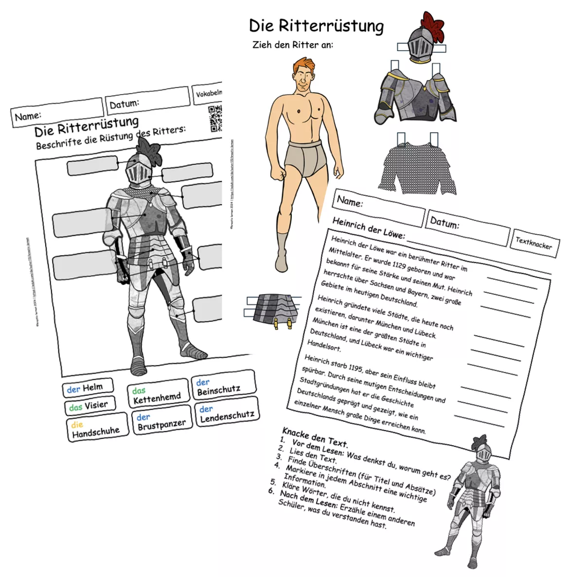 Bild in der Beschreibung des Unterrichtsmaterials Mittelalter Arbeitsblätter Ritter und Ritterrüstung von kreativ lernen #1