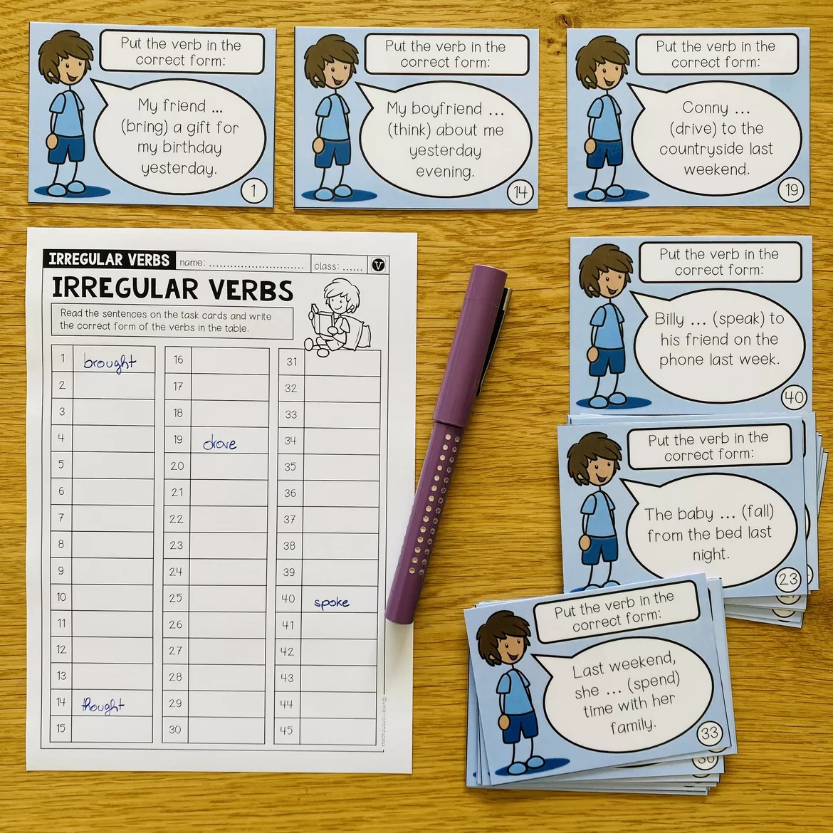 Bild in der Beschreibung des Unterrichtsmaterials IRREGULAR VERBS - Taskcards von Unterrichtmitspass #1