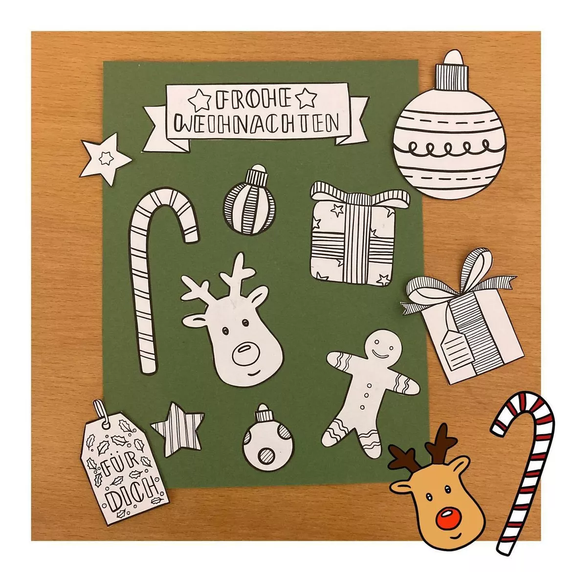 Bild in der Beschreibung des Unterrichtsmaterials Weihnachtskarten Grundschule, Weihnachten Kunst, Basteln Weihnachten, Karten zu Weihnachten von Kreativ-Schwestern #1