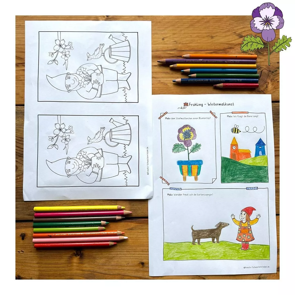 Bild in der Beschreibung des Unterrichtsmaterials Frühling Kunstunterricht, Weitermalkunst, Vertretung Kunst, Zusatzaufgaben von Kreativ-Schwestern #1