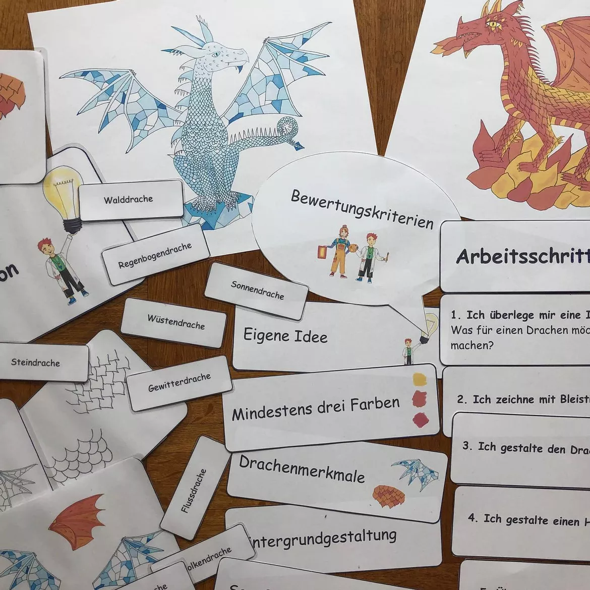 Bild in der Beschreibung des Unterrichtsmaterials Komplett Paket "Drache": Kunst in der Grundschule von Kreativ-Schwestern #1