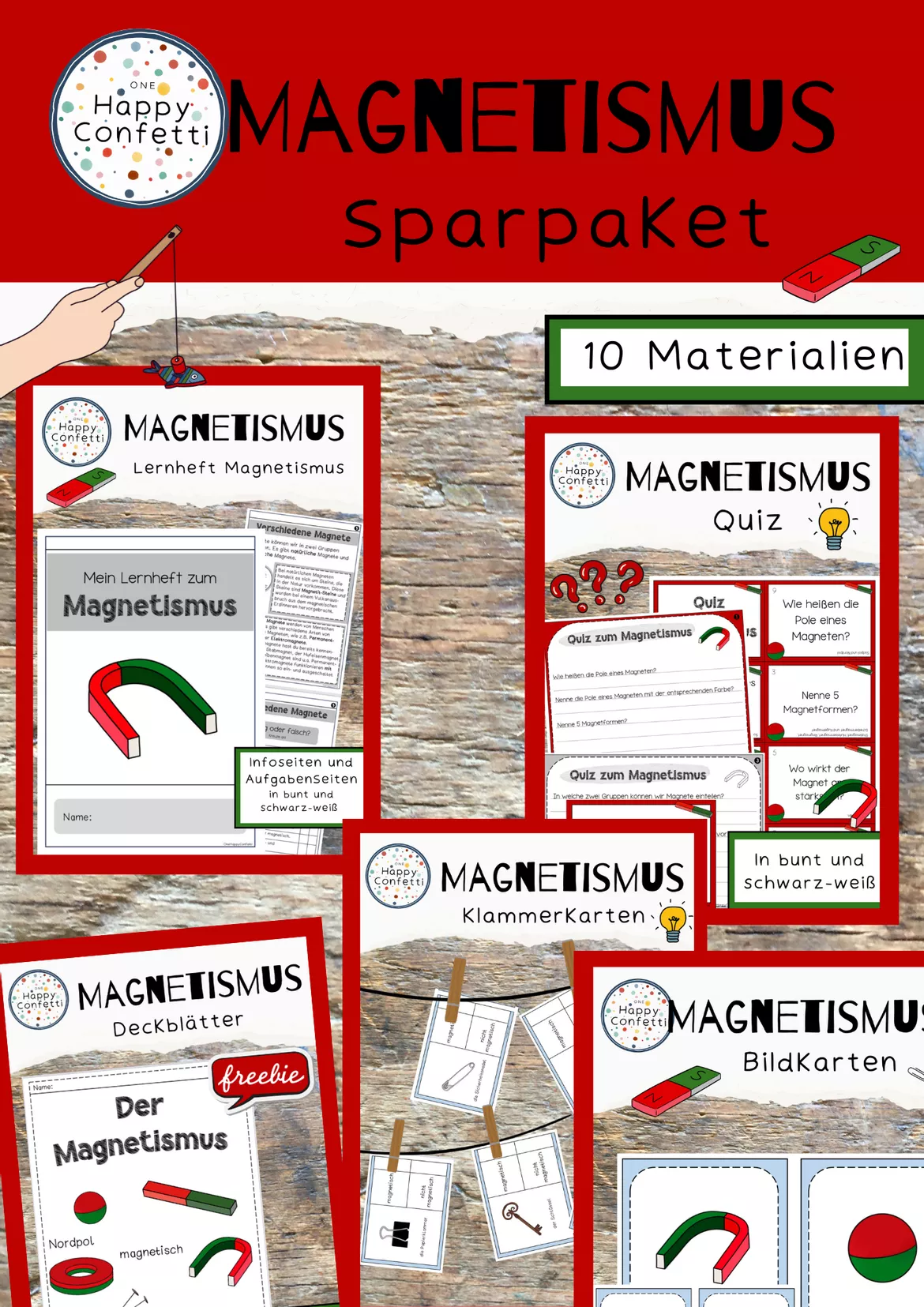 Bild in der Beschreibung des Unterrichtsmaterials Magnetismus Magnetformen Tafelmaterial von One Happy Confetti #1