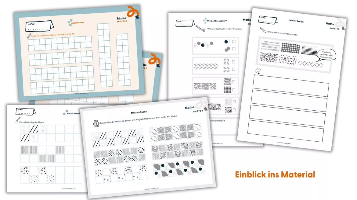 Bild in der Beschreibung des Unterrichtsmaterials Muster | Unterrichtseinheit für deinen Matheunterricht von Lehrerglück #1