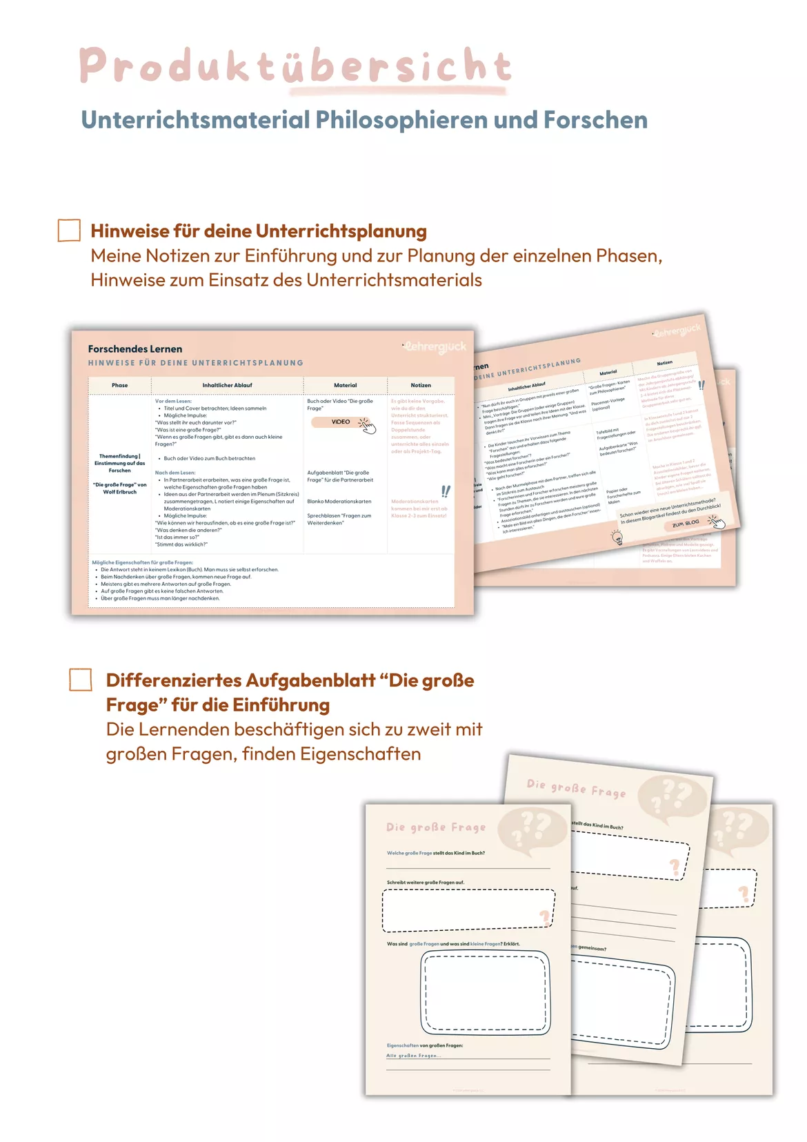 Bild in der Beschreibung des Unterrichtsmaterials Unterrichtsmaterial "Philosophieren und Forschen in der Grundschule" von Lehrerglück #1
