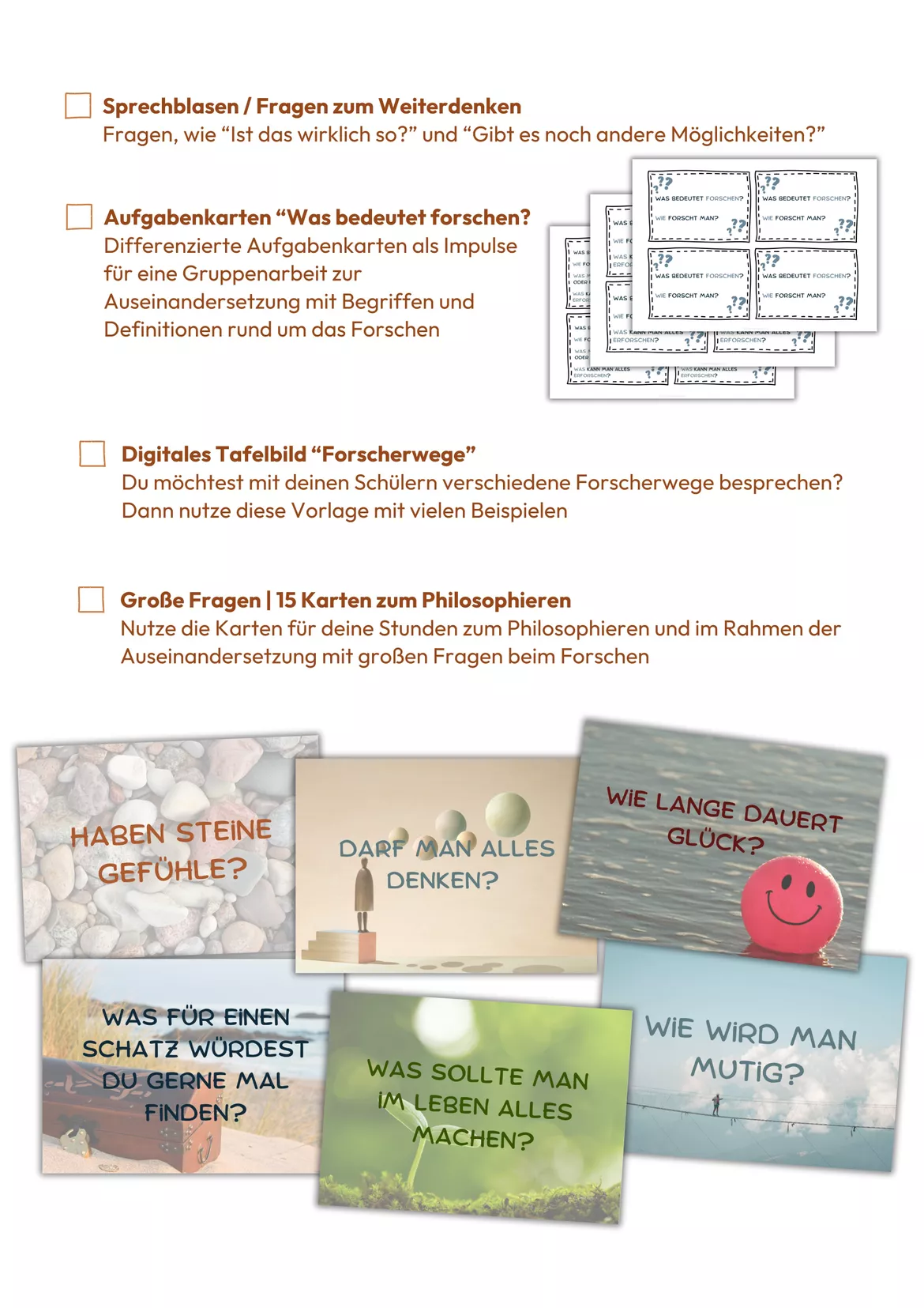 Bild in der Beschreibung des Unterrichtsmaterials Unterrichtsmaterial "Philosophieren und Forschen in der Grundschule" von Lehrerglück #2