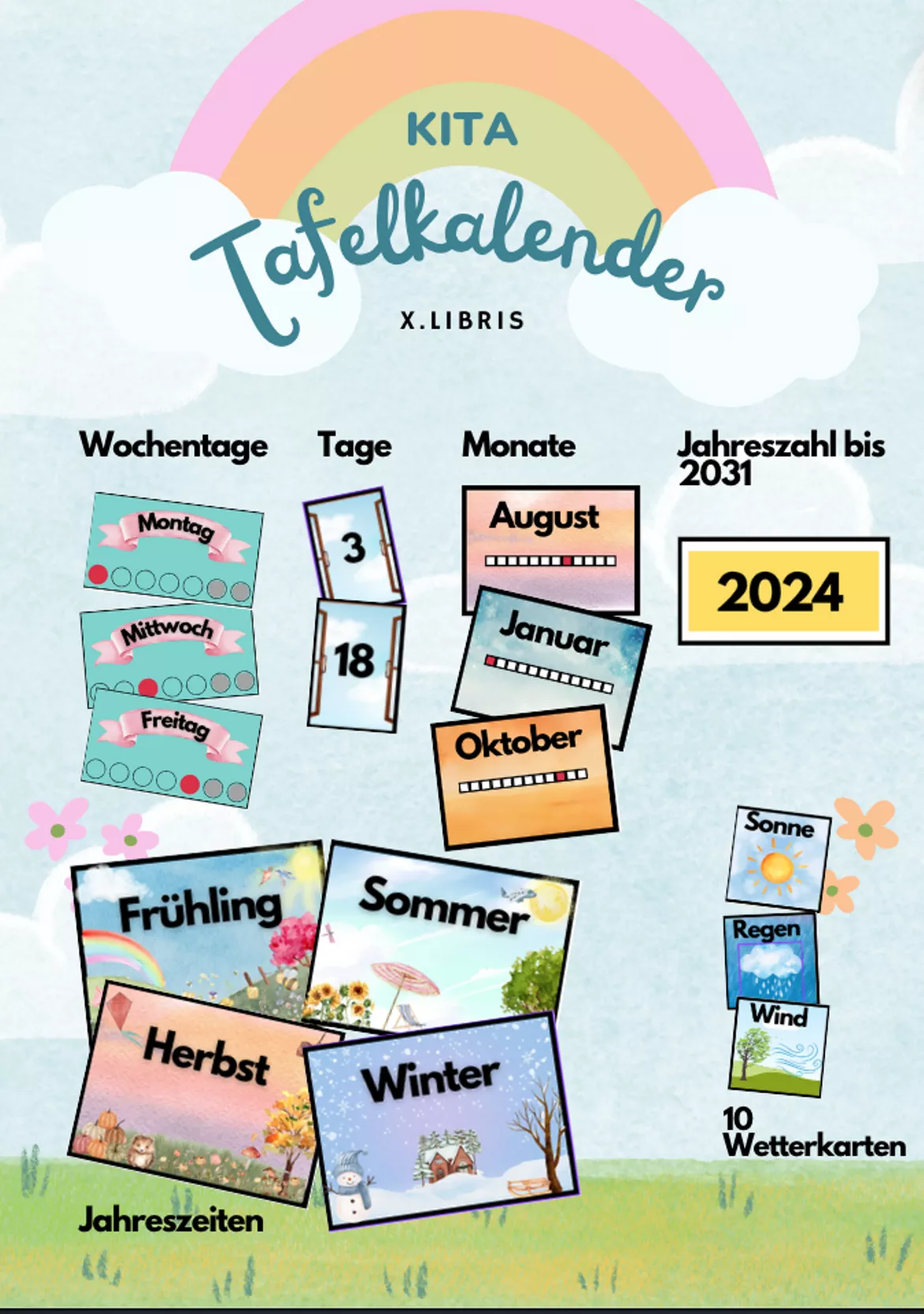 Bild in der Beschreibung des Unterrichtsmaterials Tafelkalender für die Kita von Fiorivo #1