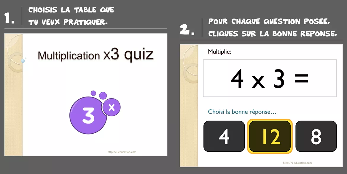 Bild in der Beschreibung des Unterrichtsmaterials Apprends les Tables avec 12 Quiz PowerPoint von allteacherstools #1