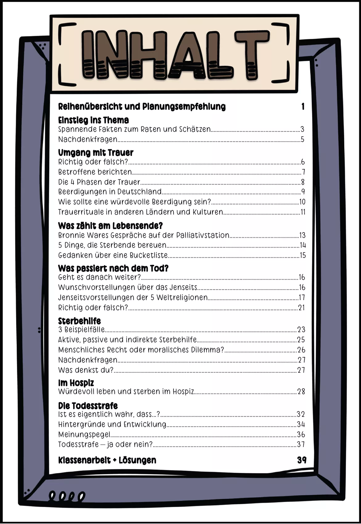 Bild in der Beschreibung des Unterrichtsmaterials Tod und Sterben Klasse 9 von Sir Tobey - Ethik mit Klasse und alles zum Schulstart #1