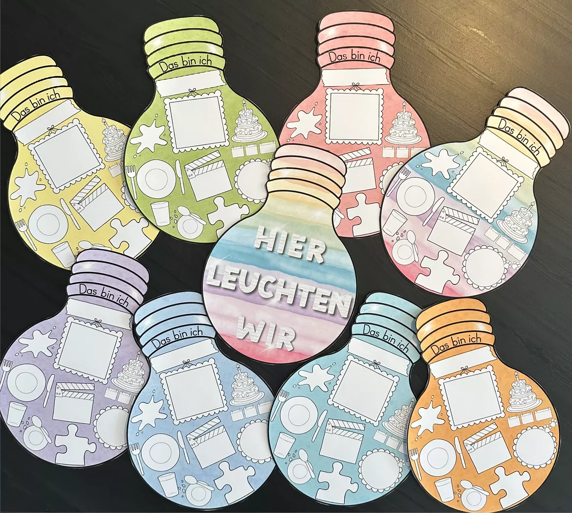 Bild in der Beschreibung des Unterrichtsmaterials Klassen- & Gemeinschaftsdeko "Wir leuchten heller zusammen." - Steckbrief-Edition von give them wings🍃 #1
