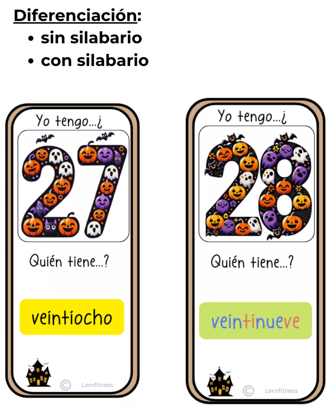 Bild in der Beschreibung des Unterrichtsmaterials El que tiene, tiene Palabras numéricas | Halloween Números von Lernfitness #1