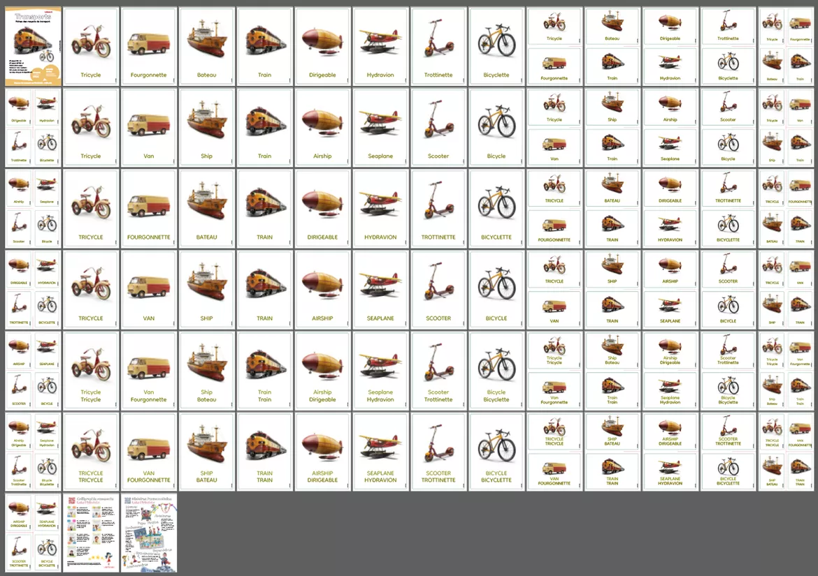 Bild in der Beschreibung des Unterrichtsmaterials Fiches transports ÉCRITURE BÂTONS FR-EN IMAGES RÉELLES Vol.2 von Lola Pirindola #1