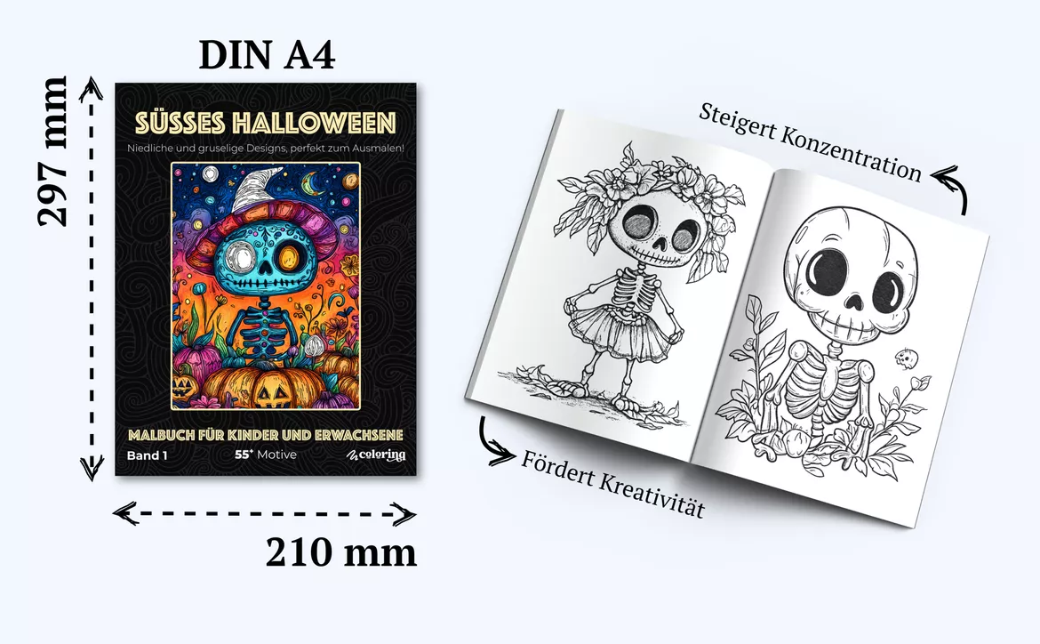 Bild in der Beschreibung des Unterrichtsmaterials Süßes Halloween ➜ Ausmalbilder (55 Malvorlagen) - Süßes Halloween von colorinq #3