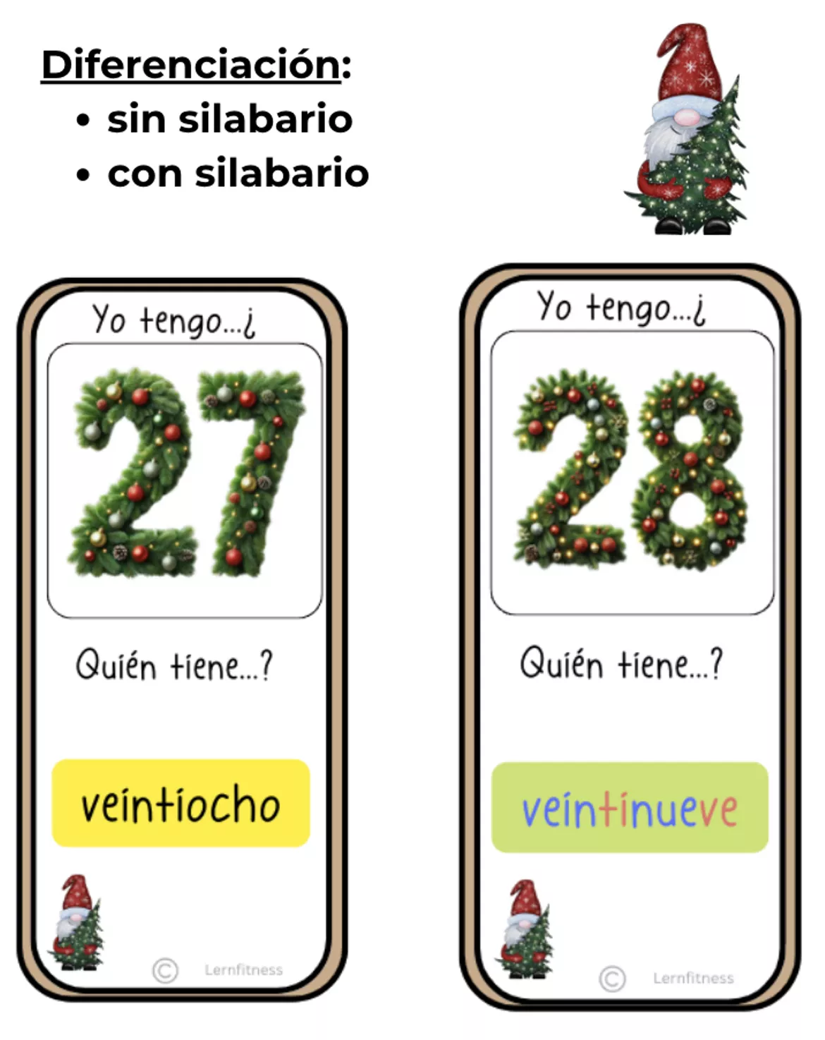 Bild in der Beschreibung des Unterrichtsmaterials Spanisch: Spiel Zahlwörter Weihnachten Advent Navidad von Lernfitness #1