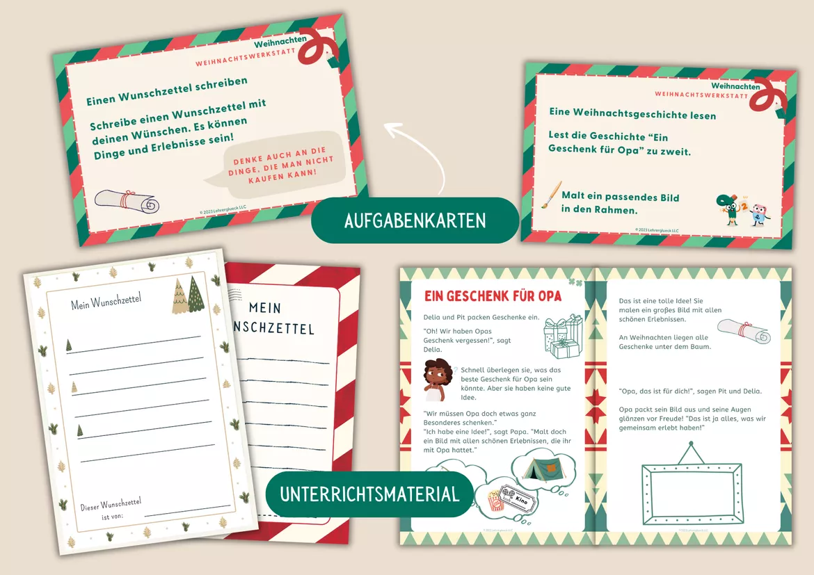 Bild in der Beschreibung des Unterrichtsmaterials Die etwas andere Weihnachtswerkstatt (Klasse 1 und 2) von Lehrerglück #1