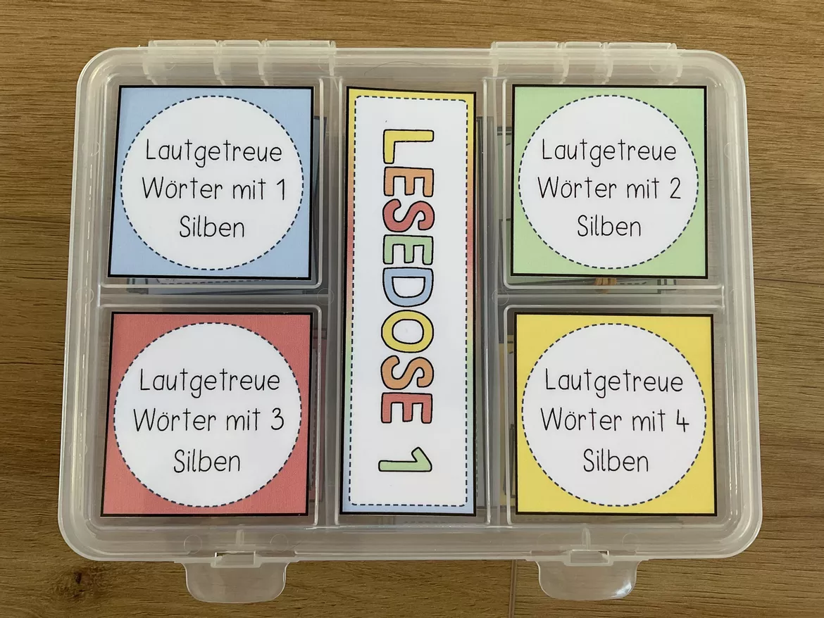 Bild in der Beschreibung des Unterrichtsmaterials LESEDOSEN Lesedosen 1: lautgetreues Lesen von DaZ_Sprachschatzkiste #1