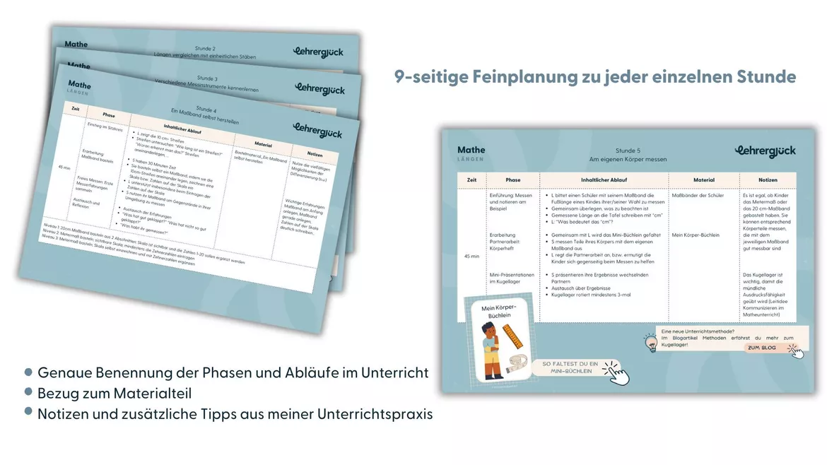 Bild in der Beschreibung des Unterrichtsmaterials Unterrichtseinheit LÄNGEN (Klasse 1 und 2) von Lehrerglück #1