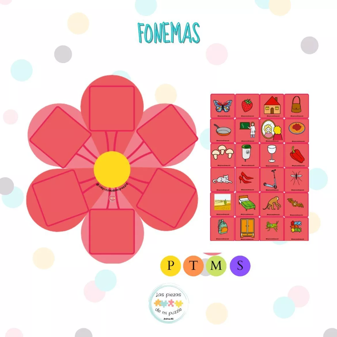 Bild in der Beschreibung des Unterrichtsmaterials El fonema de las flores - /P//T//M//S/ von Andrea Buenaga - @laspiezasdemipuzzle #1