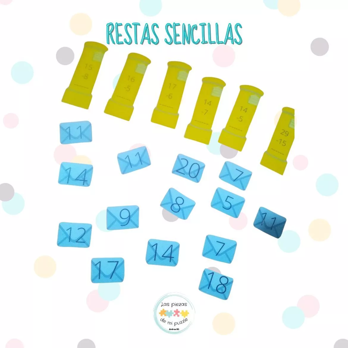 Bild in der Beschreibung des Unterrichtsmaterials RESTAS MULTINIVEL Y SUMAS - Temática del cartero von Andrea Buenaga - @laspiezasdemipuzzle #1