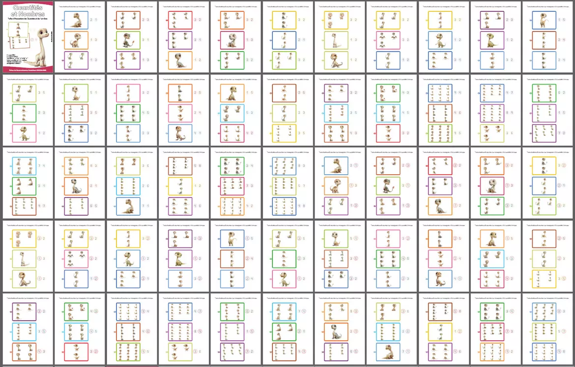 Bild in der Beschreibung des Unterrichtsmaterials Quantités et Nombres DINOSAURES Vol.2 von Lola Pirindola #1