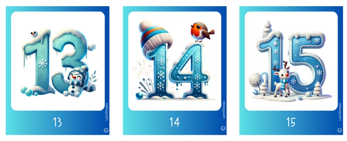 Bild in der Beschreibung des Unterrichtsmaterials Cartes Flash d’Hiver: Chiffres de 0 à 30 + Symboles Math von Lernfitness #2