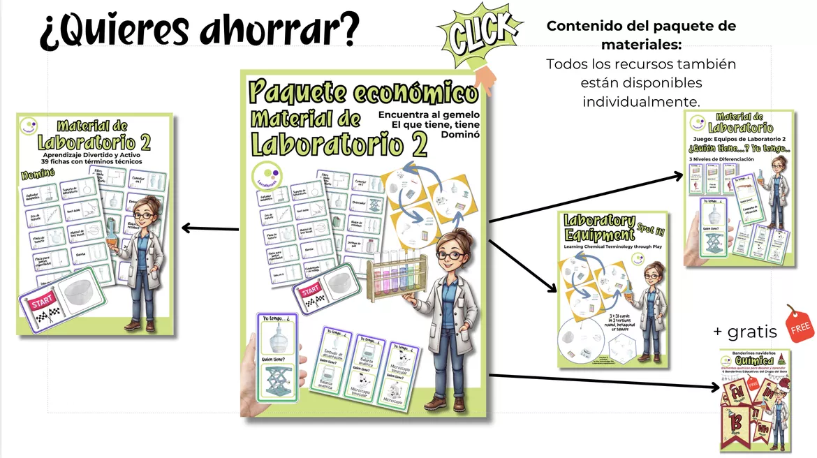 Bild in der Beschreibung des Unterrichtsmaterials Paquete de materiales: Química: Juegos Interactivos sobre Equipos de Laboratorio 2 von Lernfitness #1