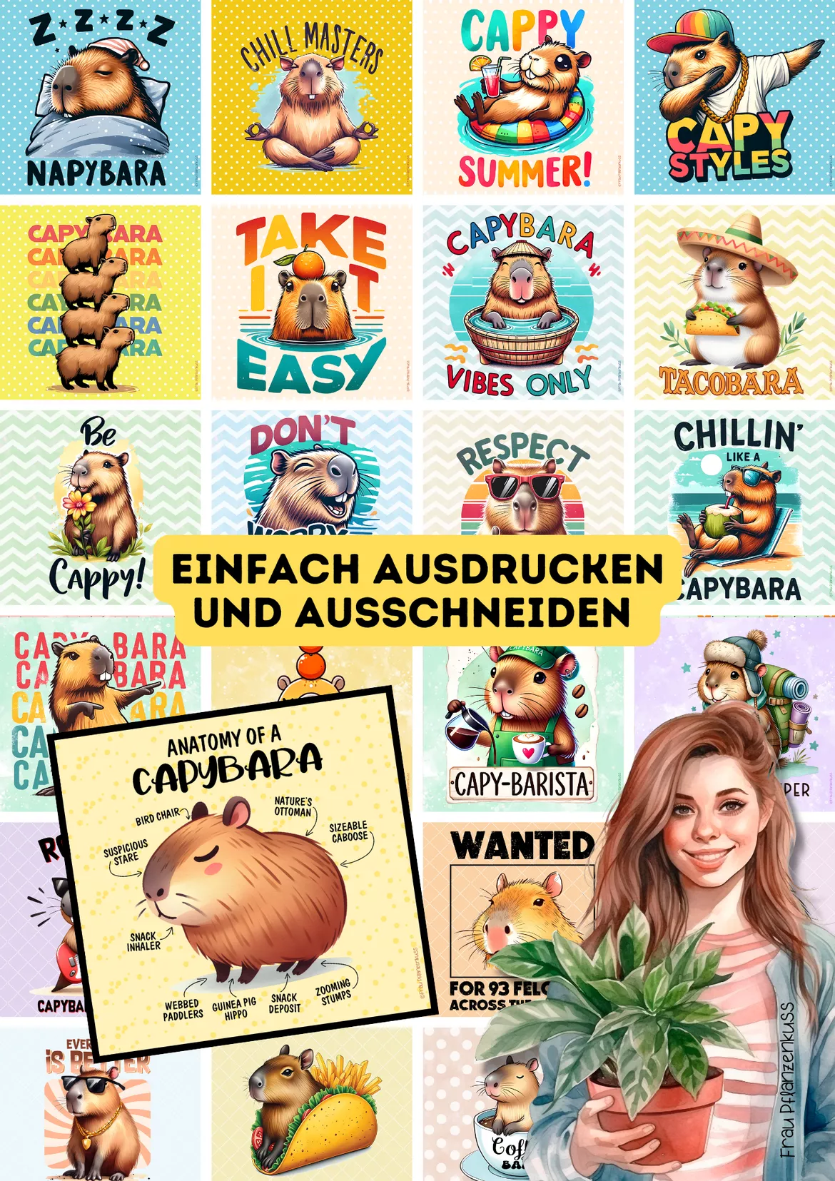 Bild in der Beschreibung des Unterrichtsmaterials English Quotes Kärtchen mit Sprüchen Capybara von Frau Pflanzenkuss #1