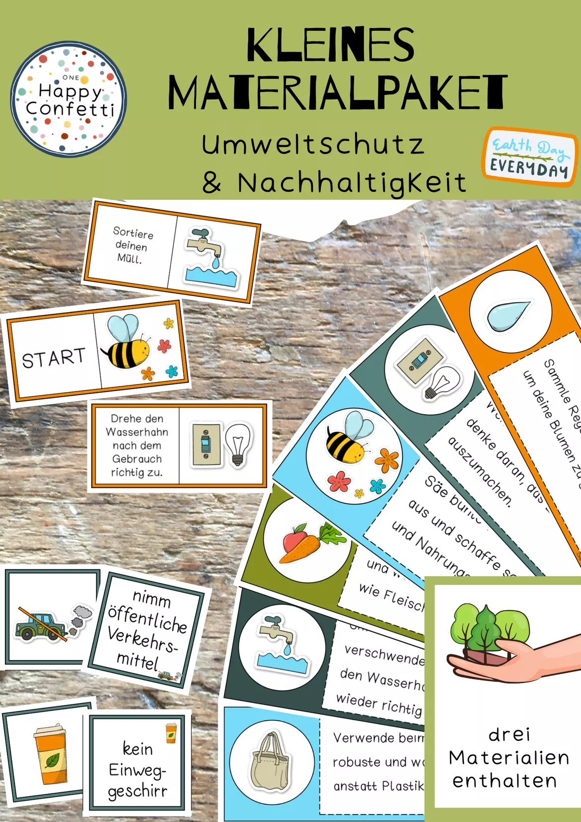 Bild in der Beschreibung des Unterrichtsmaterials Umweltschutz- Legespiel #TimeForClimateAction von One Happy Confetti #1