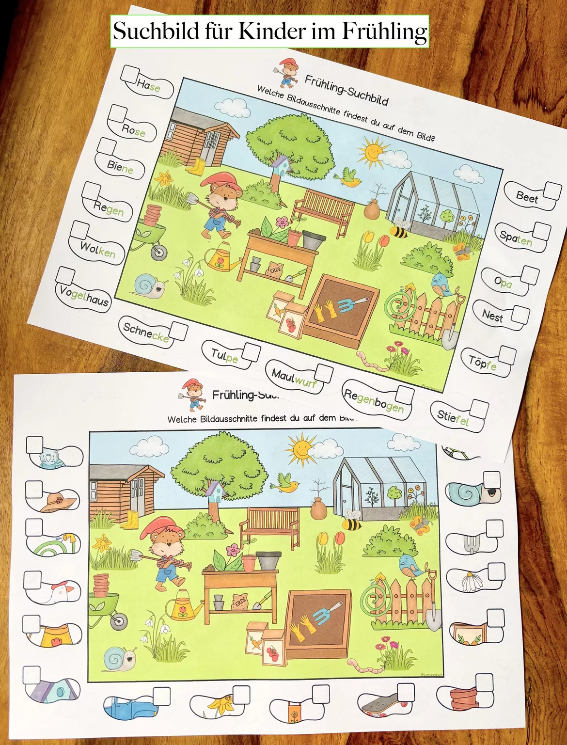 Bild in der Beschreibung des Unterrichtsmaterials Suchbild Frühling, visuelle Wahrnehmung und Leseförderung Klasse 1, Vorschule, Förderunterricht von LernTagebuch #1