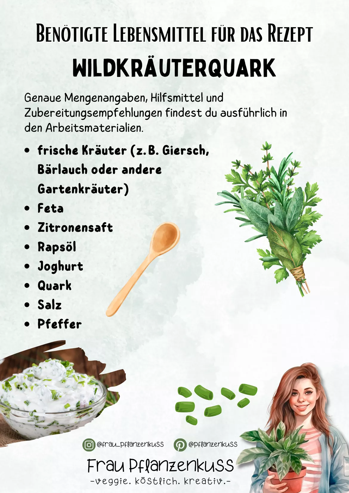 Bild in der Beschreibung des Unterrichtsmaterials Rezept Wildkräuterquark Hauswirtschaft & Co. ab 5. Klasse von Frau Pflanzenkuss #1