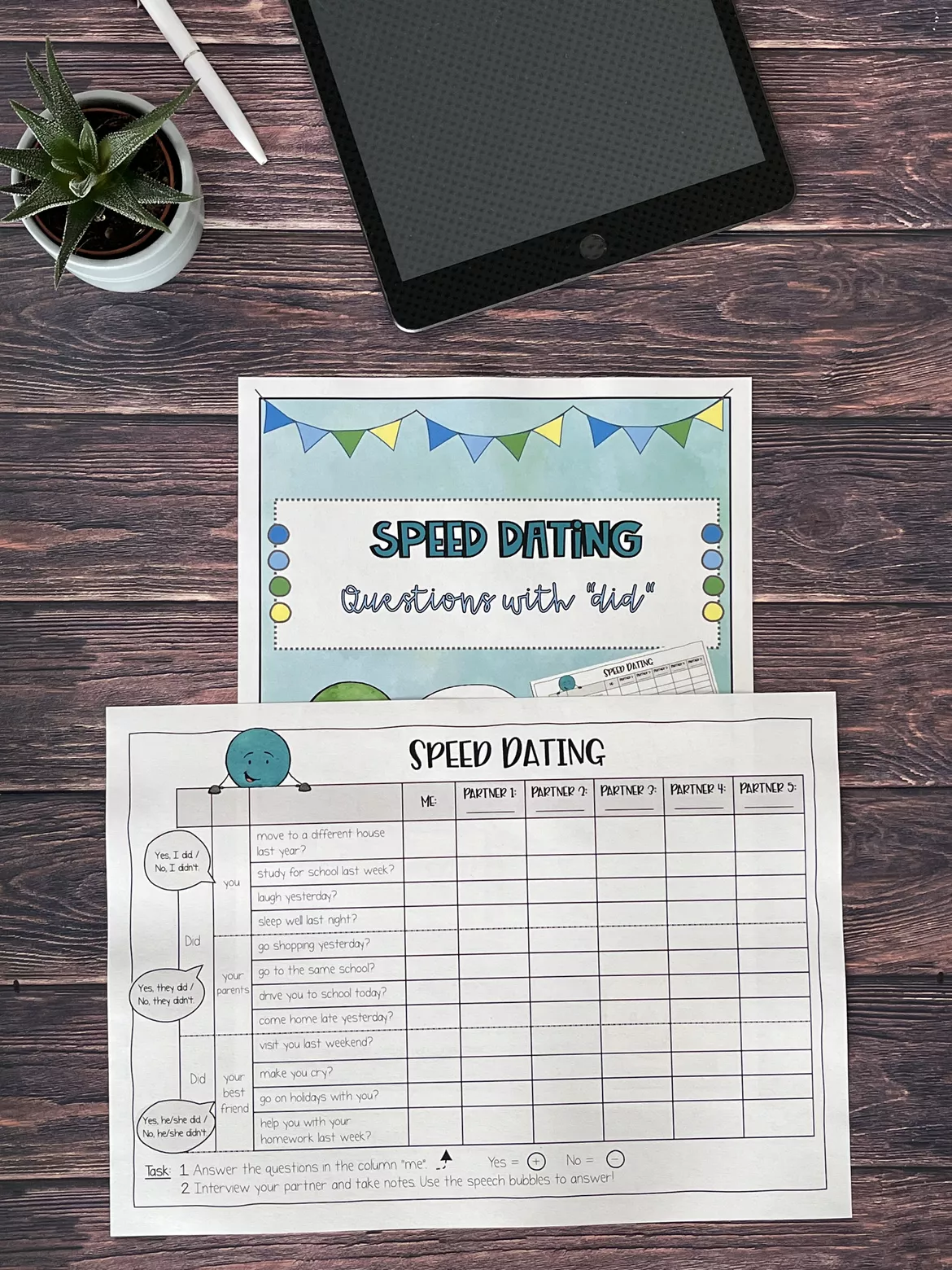 Bild in der Beschreibung des Unterrichtsmaterials Speed Dating: Questions with „Did" von ezpz.lemon.sqz #1